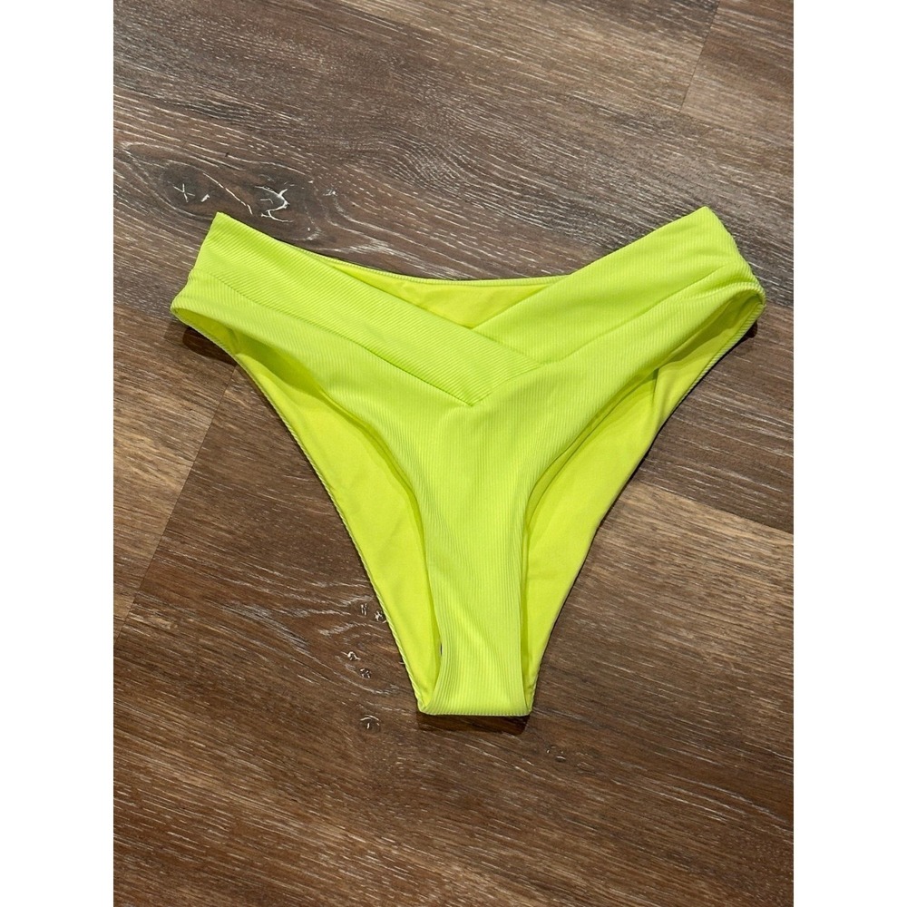 Women's High Cut Ribbed Bikini‎ Bottoms